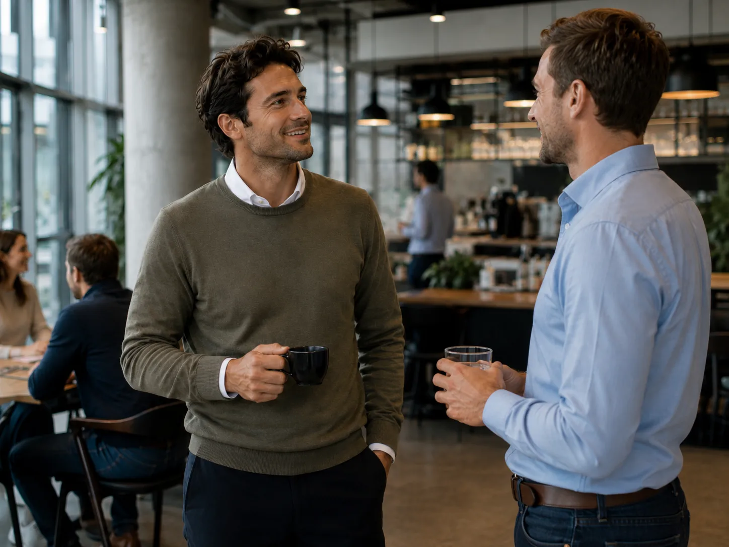 Man koffie drinkend Man koffie drinkend